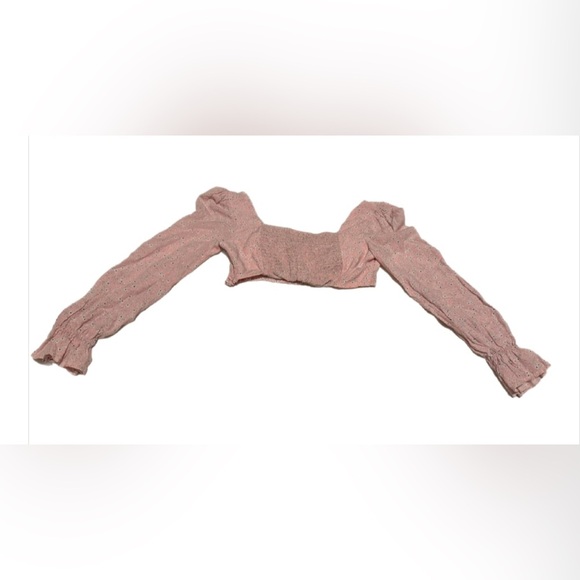 NWT Princess Polly Smocked Floral Long Sleeve Cropped Pink Blouse 4 - Picture 4 of 9